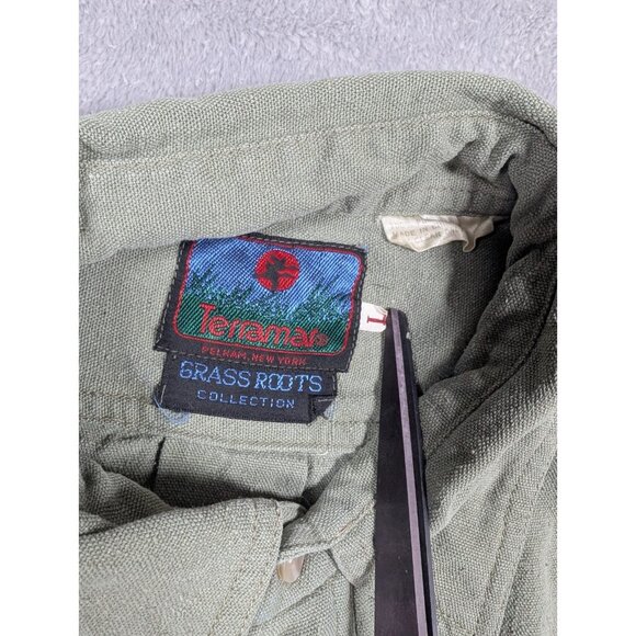 Terramar Grass Roots Collection Silk Button Up Shirt Mens Size Large Green - Picture 3 of 10